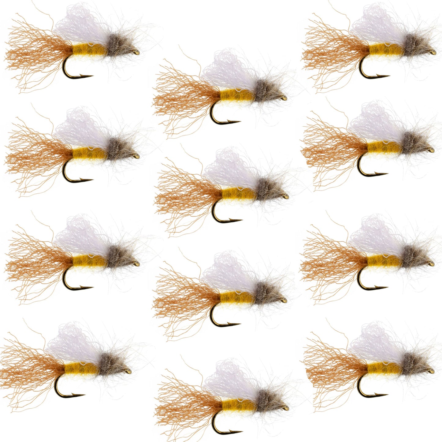Amber Iris Caddis Emerger Caddis  Trout Dry Fly - 12 Flies Hook Size 14