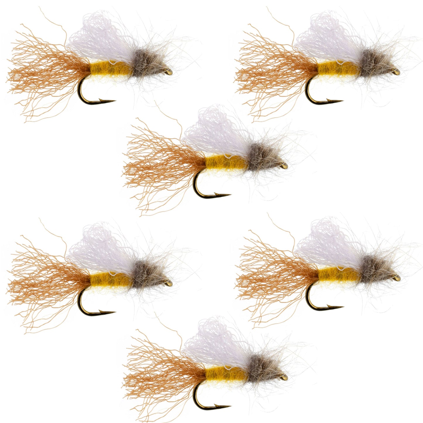 Amber Iris Caddis Emerger Caddis  Trout Dry Fly - 6 Flies Hook Size 14