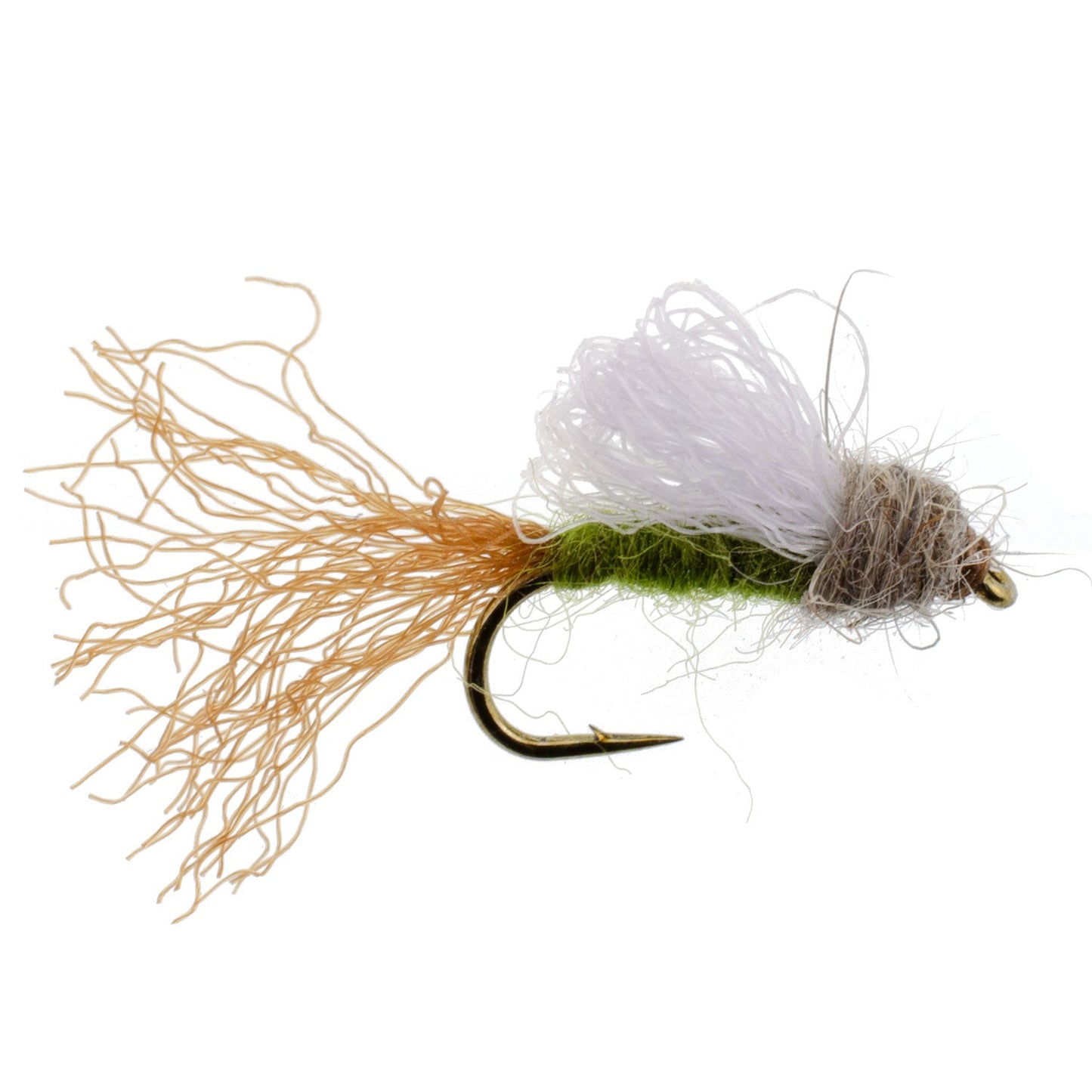 Olive Iris Caddis Emerger Caddis  Trout Dry Fly - 12 Flies Hook Size 16