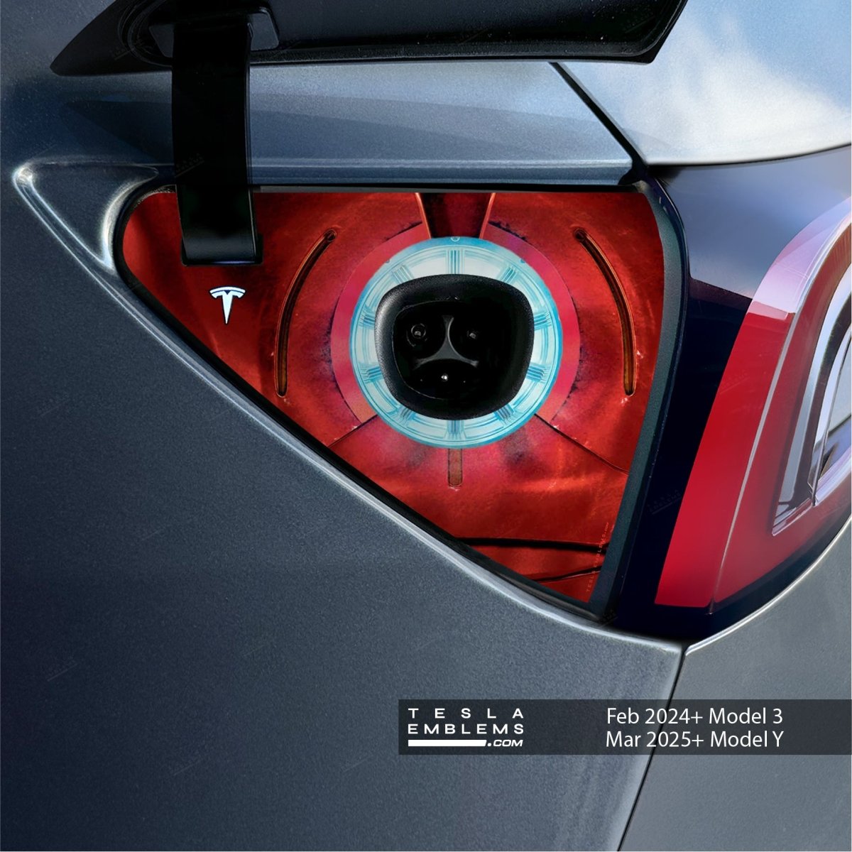 Ironman Arc Reactor Tesla Charge Port Wrap | Model Y
