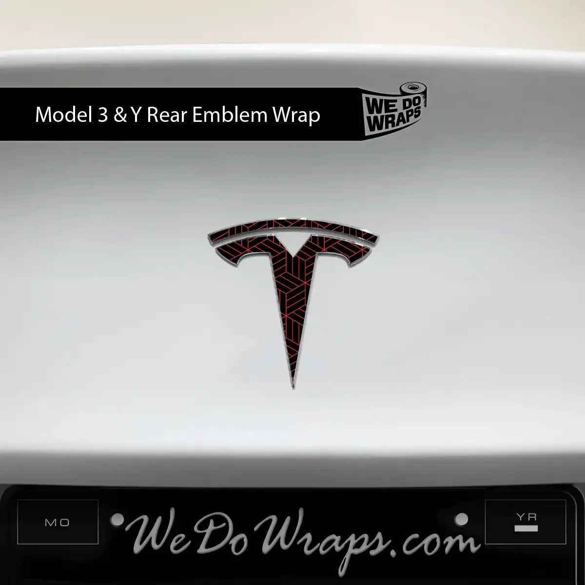 Isometric 3D Pattern Tesla Emblem Decals (Front + Back) | Model 3