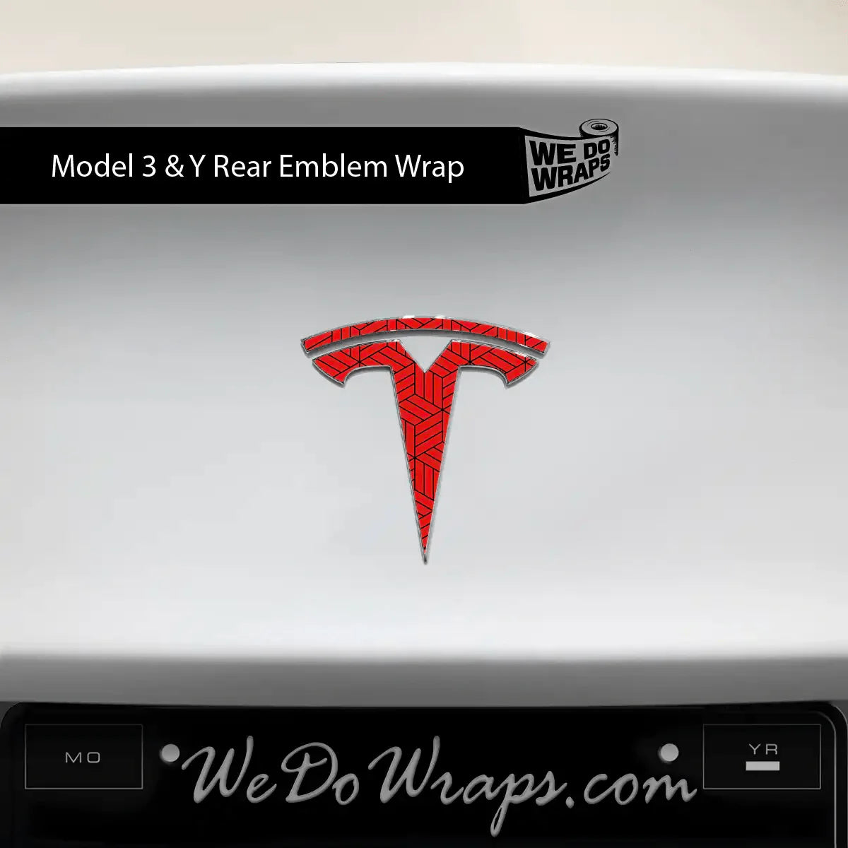 Isometric 3D Pattern Tesla Emblem Decals (Front + Back) | Model 3