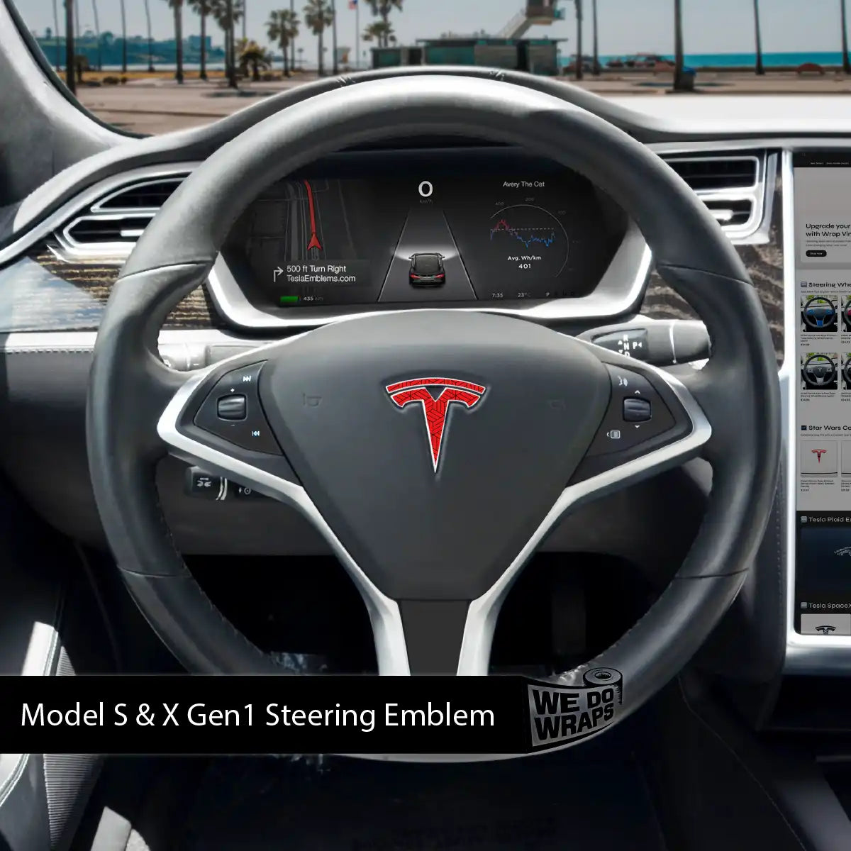Isometric 3D Pattern Tesla Steering Wheel Emblem Decal | Model S
