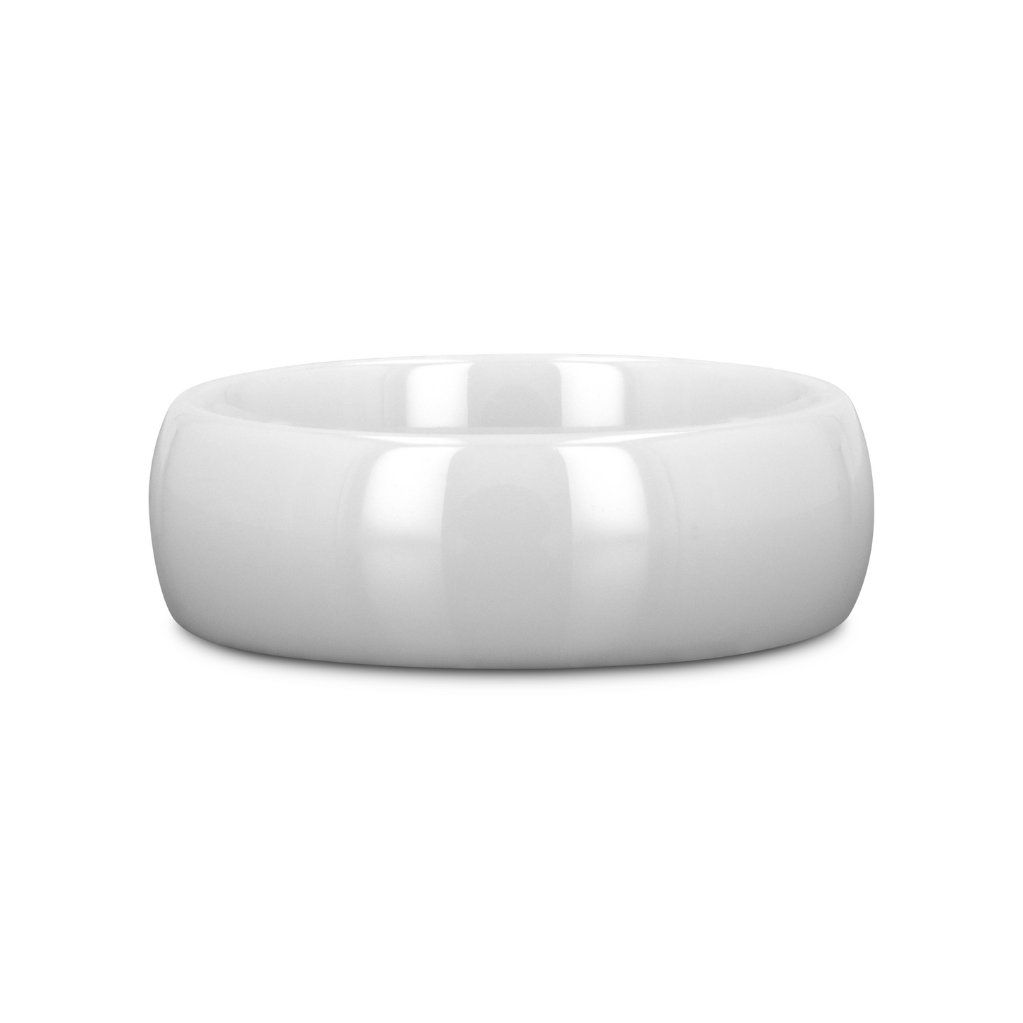 IVORY Domed Polish Finished White Ceramic Ring - 6mm & 8mm