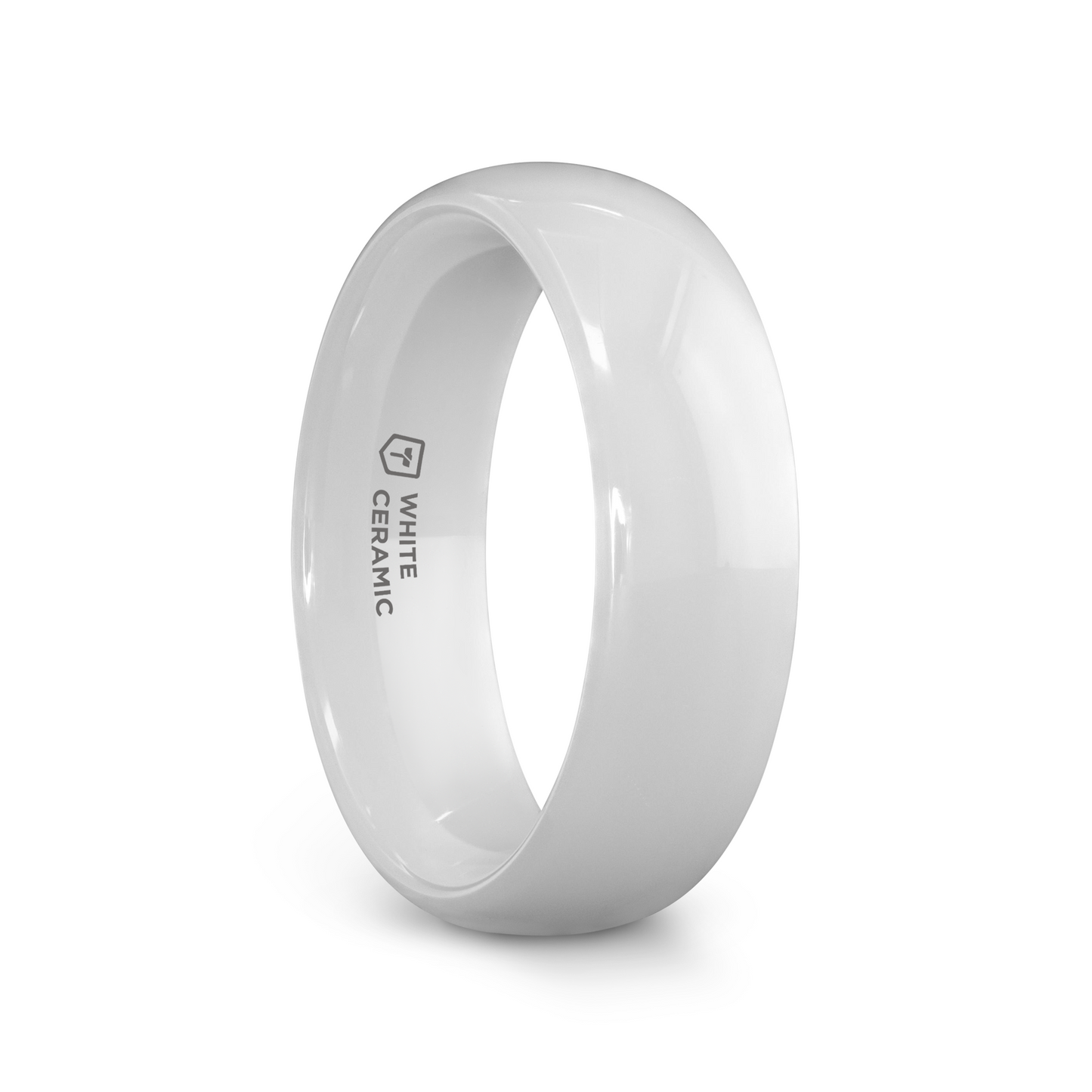 IVORY Domed Polish Finished White Ceramic Ring - 6mm & 8mm