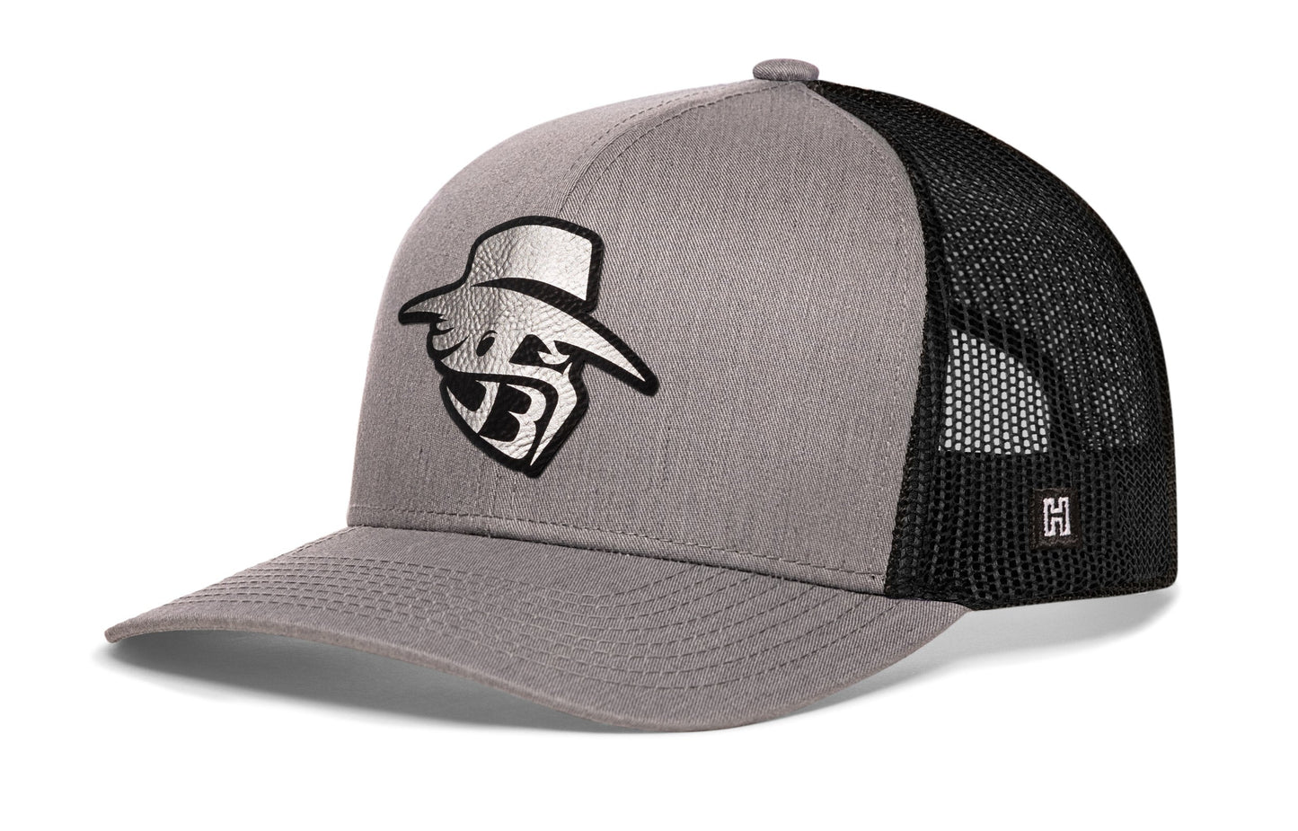 JBR Silver Logo  |  Gray Black Metallic Leather Snapback
