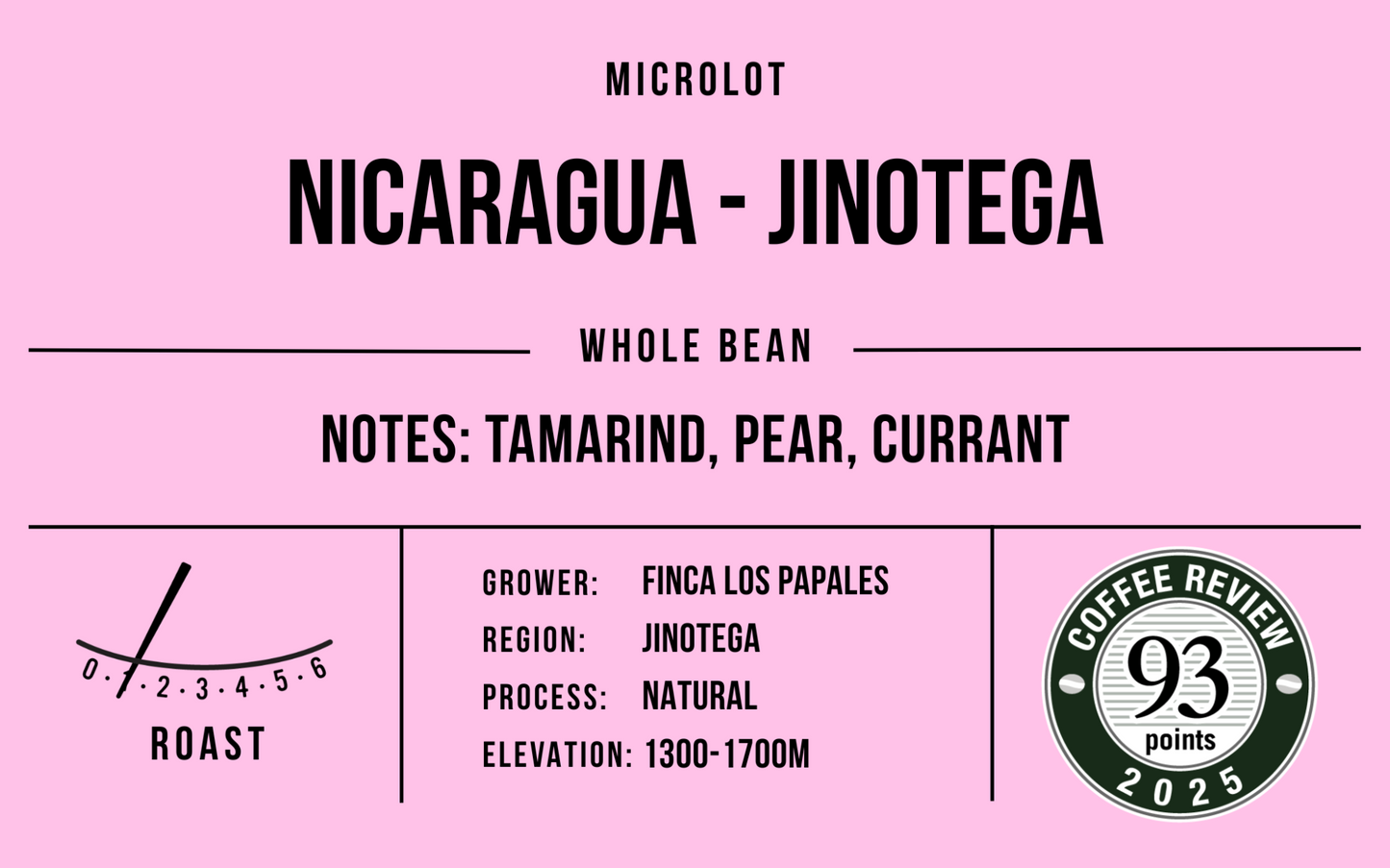 Nicaragua Jinotega, Natural Processed, Light Roast - Microlot