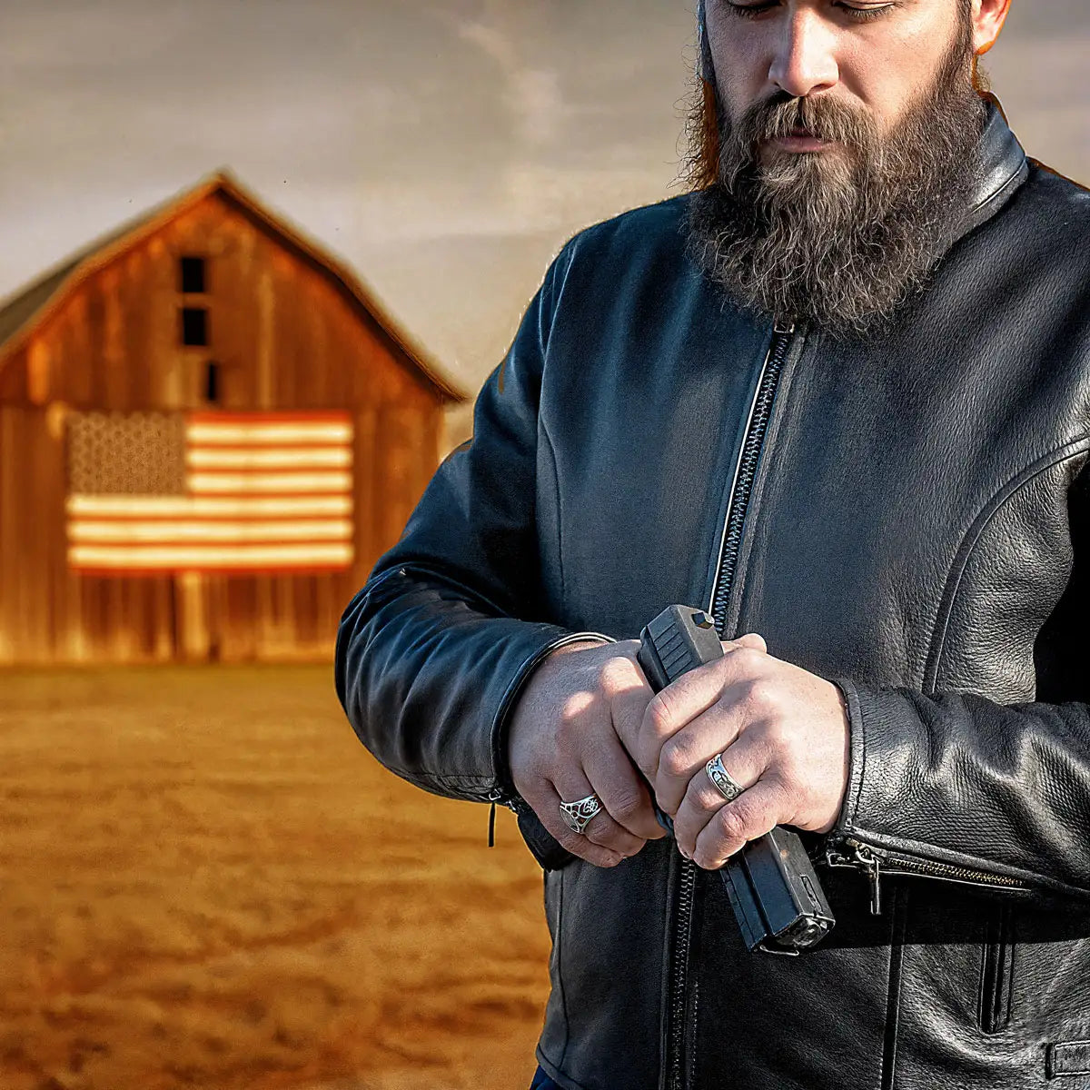 Hot Leathers JKM1027 Men’s Black ‘Carry and Conceal’ Leather Motorcycle Biker Jacket