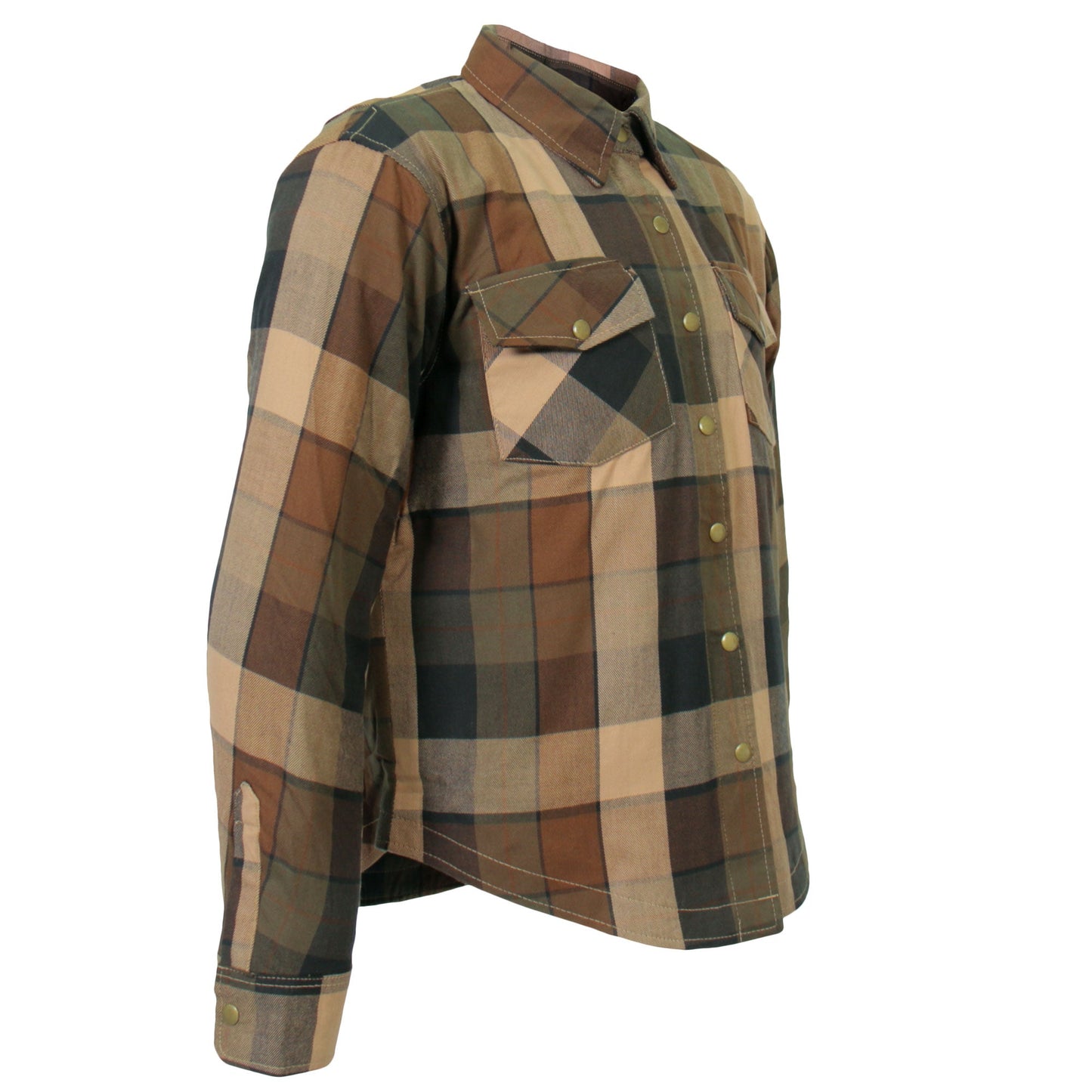 Hot Leathers Men's 'Riot Run' Brown/Black Cotton Flannel Shirt - Button Front - Riding Protective Wear - JKM3007