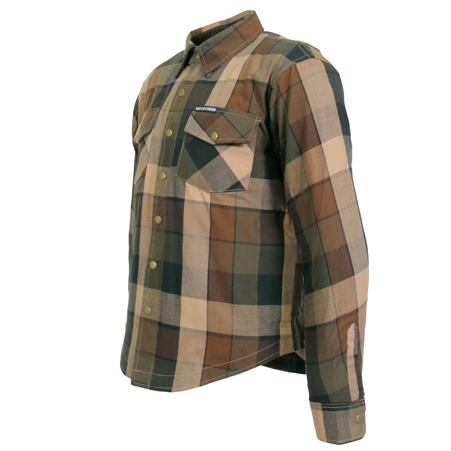 Hot Leathers Men's 'Riot Run' Brown/Black Cotton Flannel Shirt - Button Front - Riding Protective Wear - JKM3007