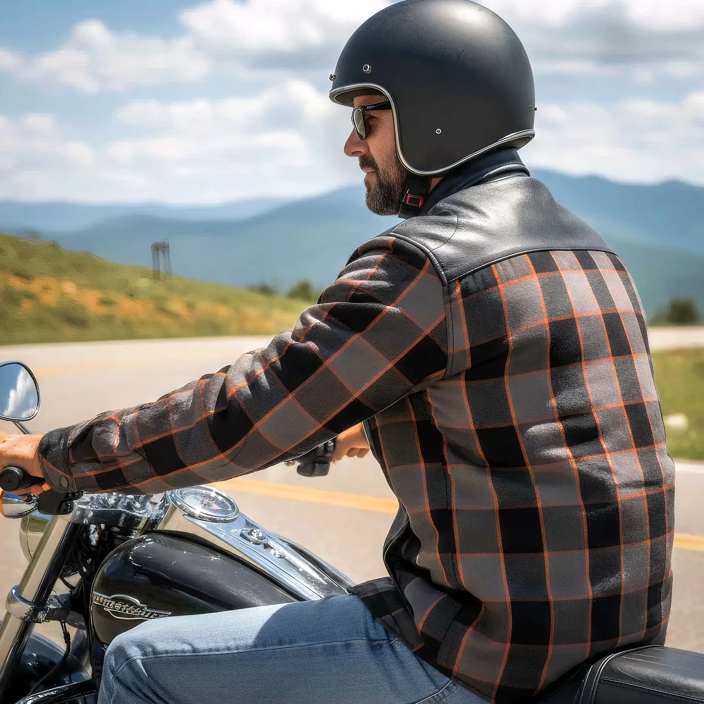 Hot Leathers Men's 'Hellride' Multi/Color Cotton Flannel Shirt - Button Front - Riding Protective Wear - JKM3202