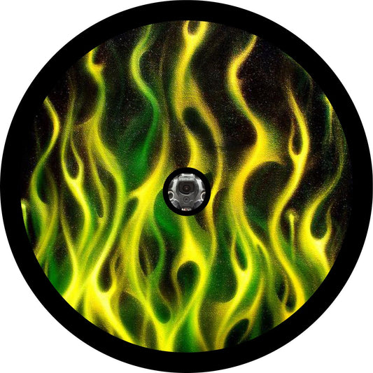 Flames - Yellow Spare Tire Cover for Jeep, Camper, Bronco, RV & More