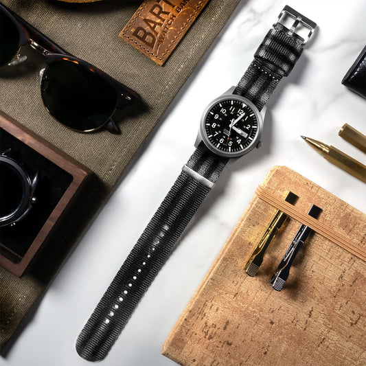Grey With Black Stripes Elite Nylon NATO® style Watch Band