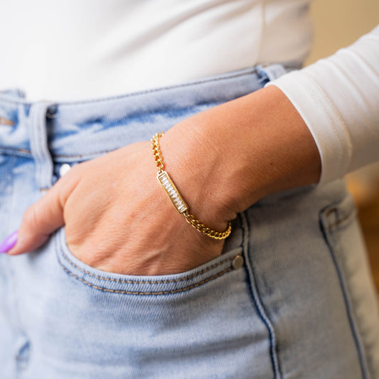 JANE - Gold Plated Tennis Link Chain Accent Bracelet