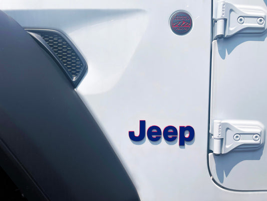 Blue Jeep Fender Emblem Overlay Vinyl Decals 2pk