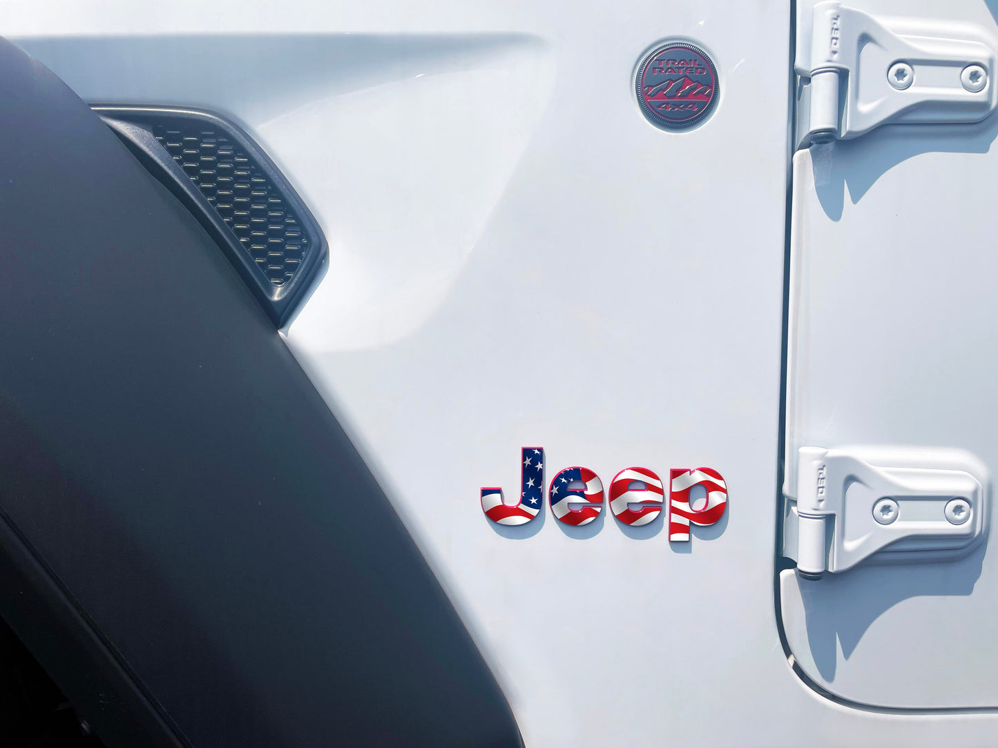 Old Glory Wavy Jeep Fender Emblem Overlay Vinyl Decals 2pk