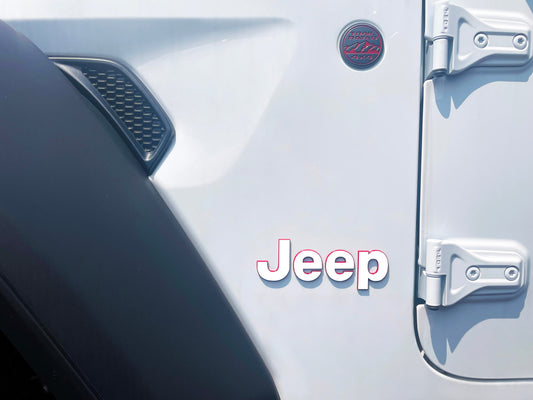 White Jeep Fender Emblem Overlay Vinyl Decals 2pk