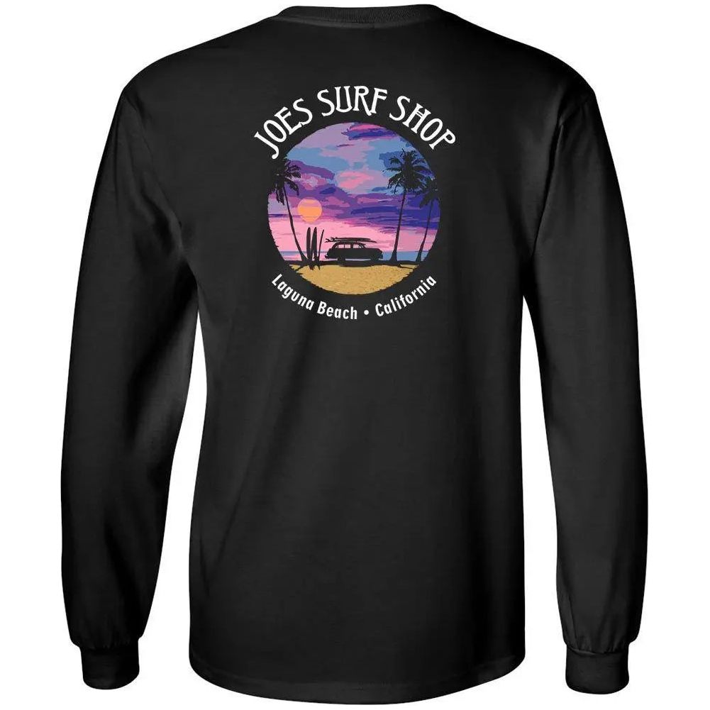 Joe's Surf Shop Wagon Silhouette Long Sleeve Cotton T-Shirt