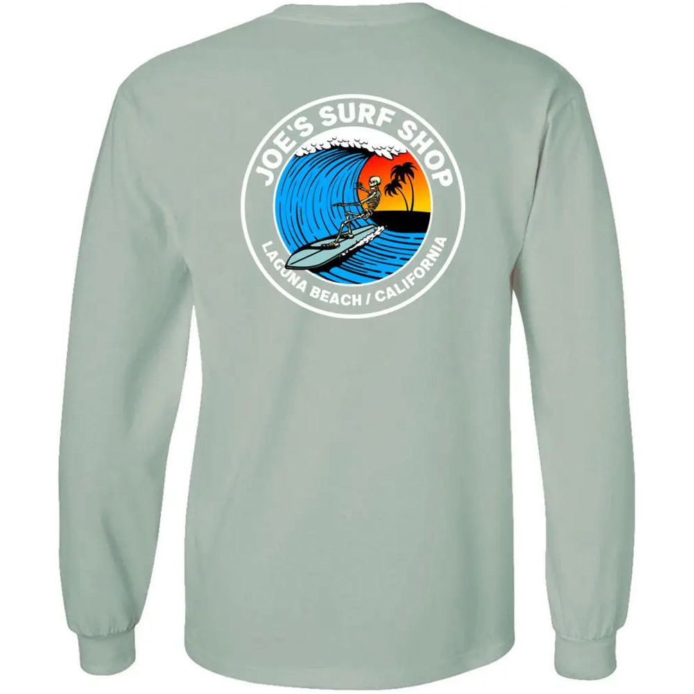 Joe's Surf Shop Skeleton Surfer Long Sleeve Tee