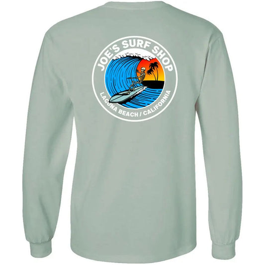 Joe's Surf Shop Skeleton Surfer Long Sleeve Tee