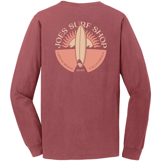 Joe's Surf Shop Sunset Scene Beach Wash® Garment Dyed Long Sleeve Tee