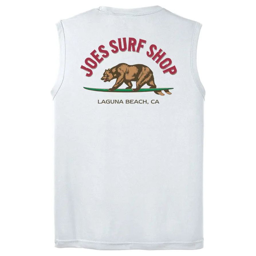 Joe's Surf Shop Surfing Bear Sleeveless Graphic Workout Tee