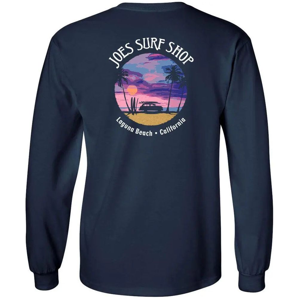 Joe's Surf Shop Wagon Silhouette Long Sleeve Cotton T-Shirt