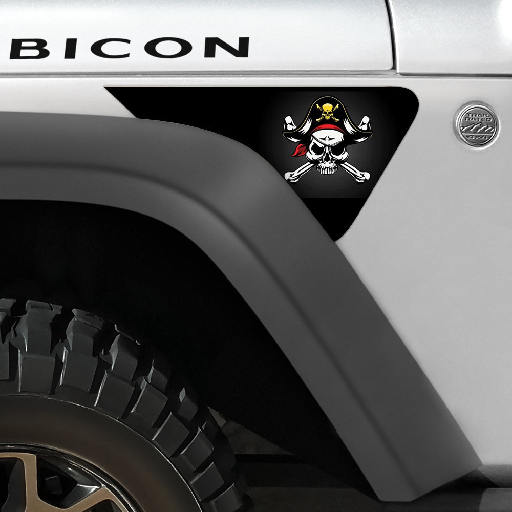Jolly Roger 2pc Vinyl Fender Decal