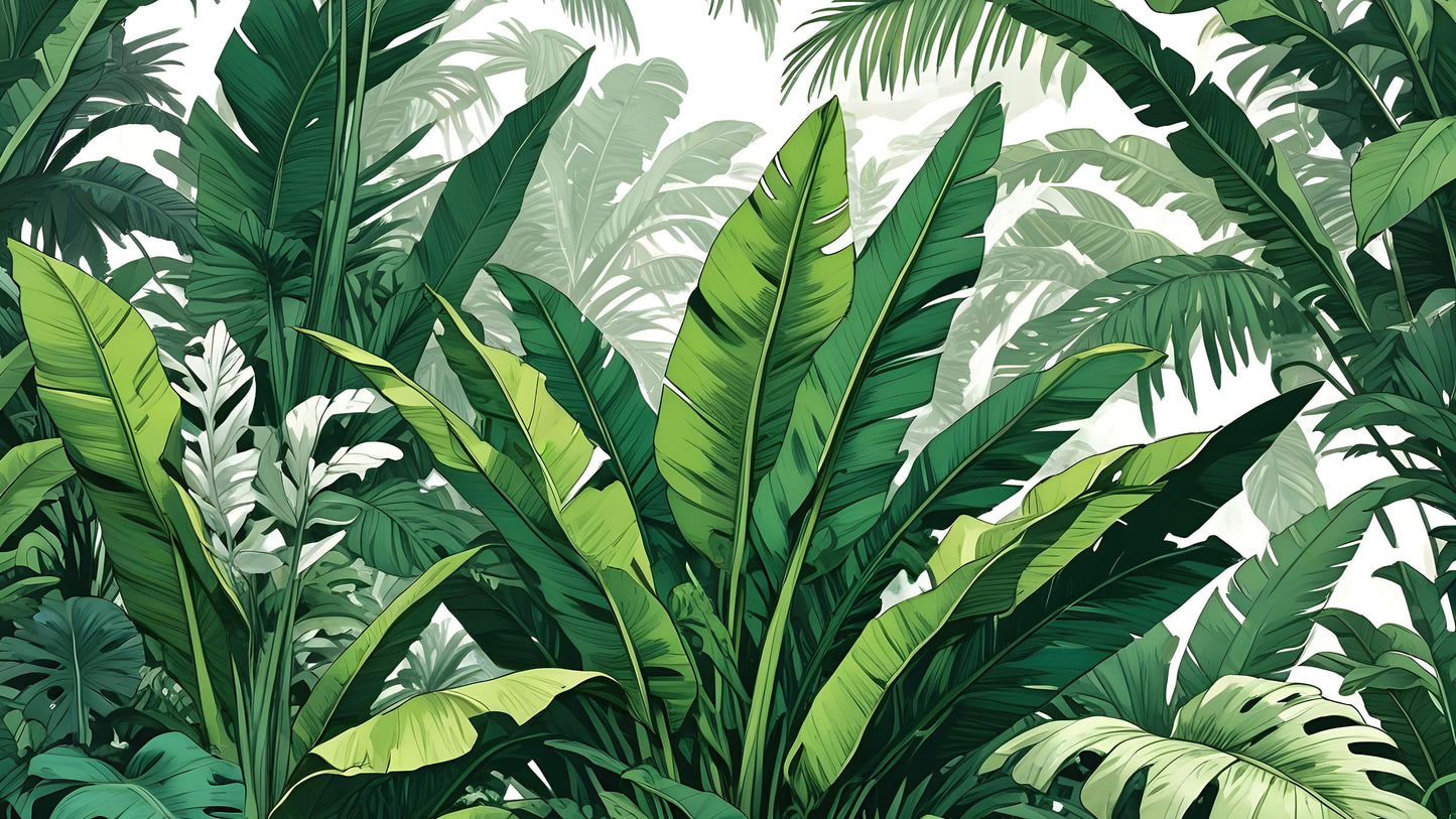 Rainforest Jungle Wallpaper. Banana Leaf Wall Mural. #6788