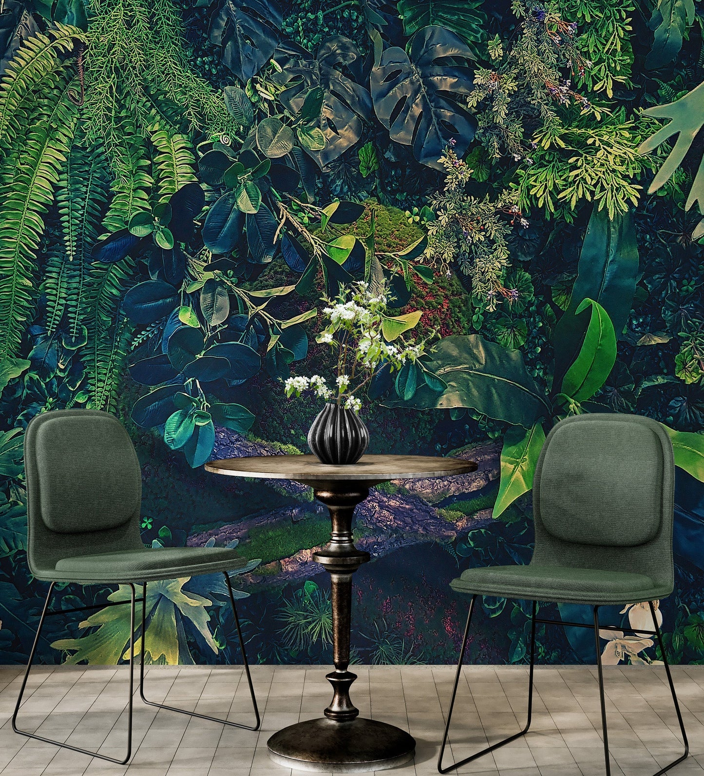 Jungle Wallpaper, Forest Greenery Botanical Wall Mural. #6741