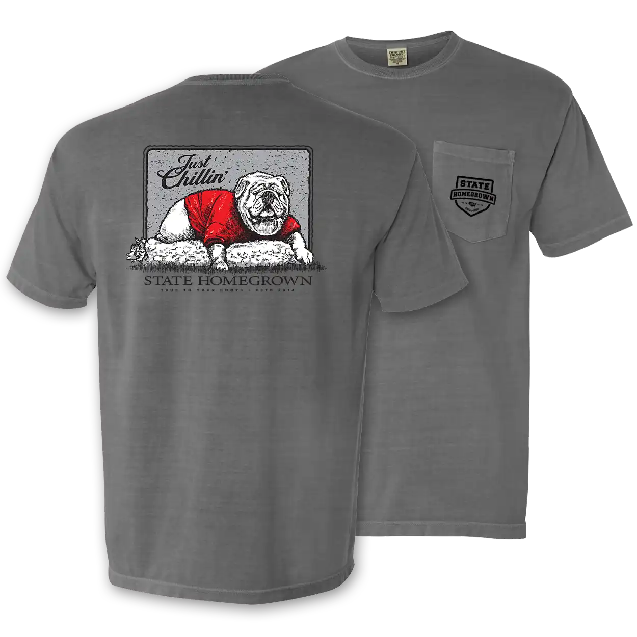 Just Chillin Bulldog - Comfort Color Pocket