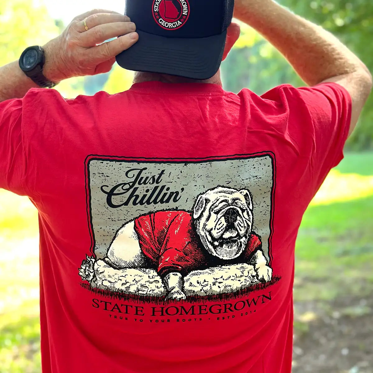 Just Chillin Bulldog - Comfort Color Pocket