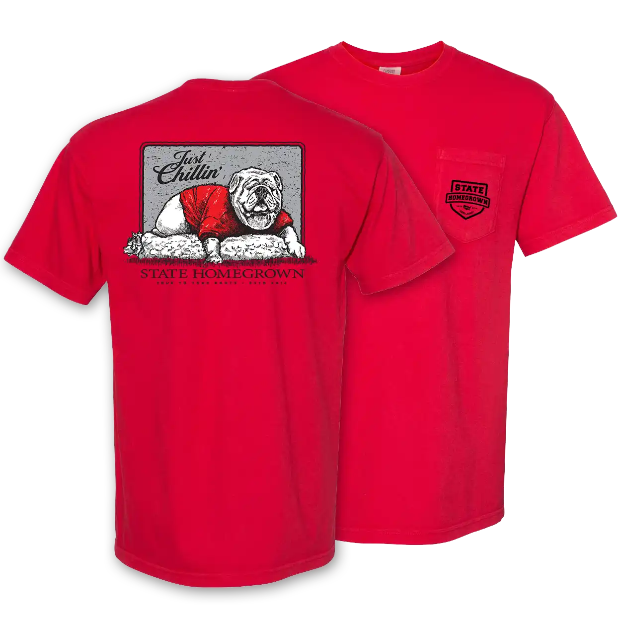 Just Chillin Bulldog - Comfort Color Pocket