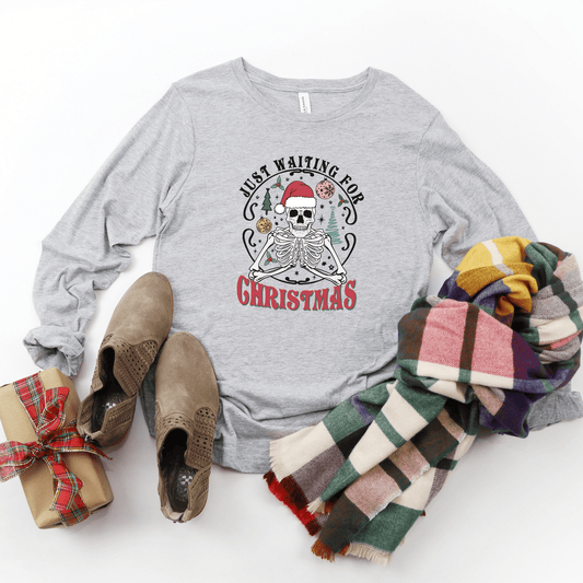 Just Waiting for Christmas Skeleton T-Shirt