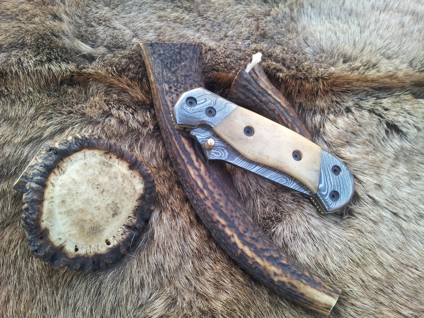 Everyday Carry Damascus Steel Tanto Blade Folding Pocket Knife with Bone Handle – The Titan Edge