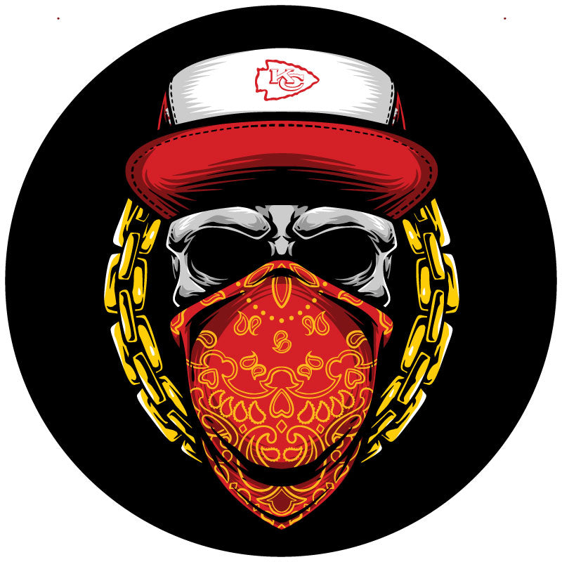 Skull Bandana & Hat Kansas City Chiefs Spare Tire Cover For Jeep, Bronco, RV, Camper, Van