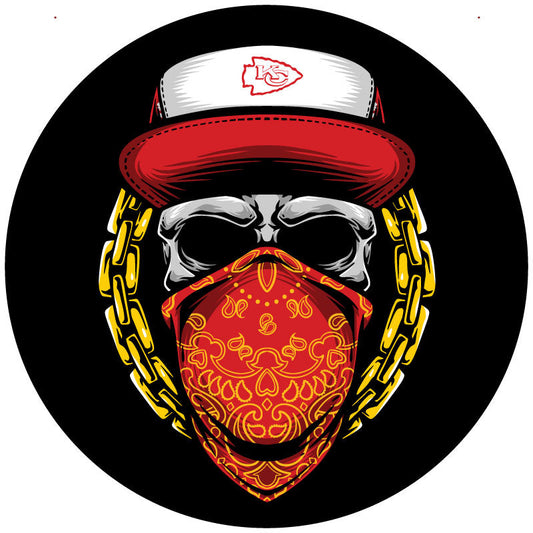 Skull Bandana & Hat Kansas City Chiefs Spare Tire Cover For Jeep, Bronco, RV, Camper, Van