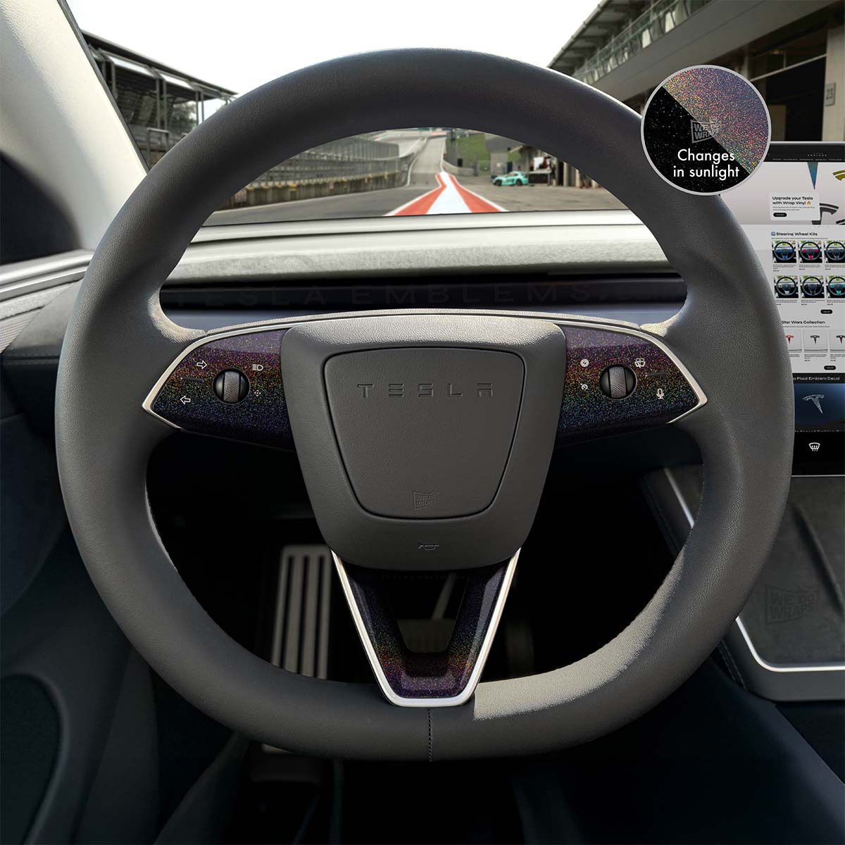 KPMF Morpheus Black Tesla Steering Wheel Trim Decal Kit | 3-piece Set | M3 Feb 2024-2026