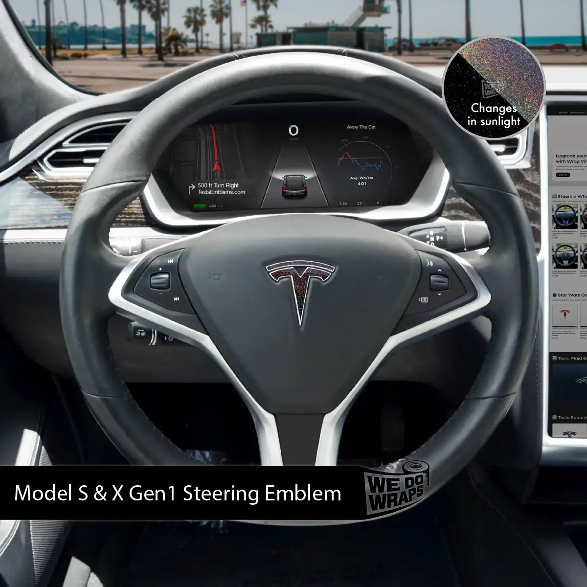 KPMF Morpheus Black Tesla Steering Wheel Emblem Decal | Model X