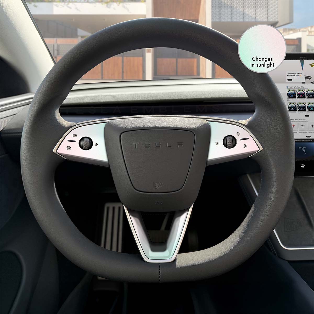 KPMF Matte Aurora Pearl Tesla Steering Wheel Trim Decal Kit | 3-piece Set | M3 Feb 2024-2026