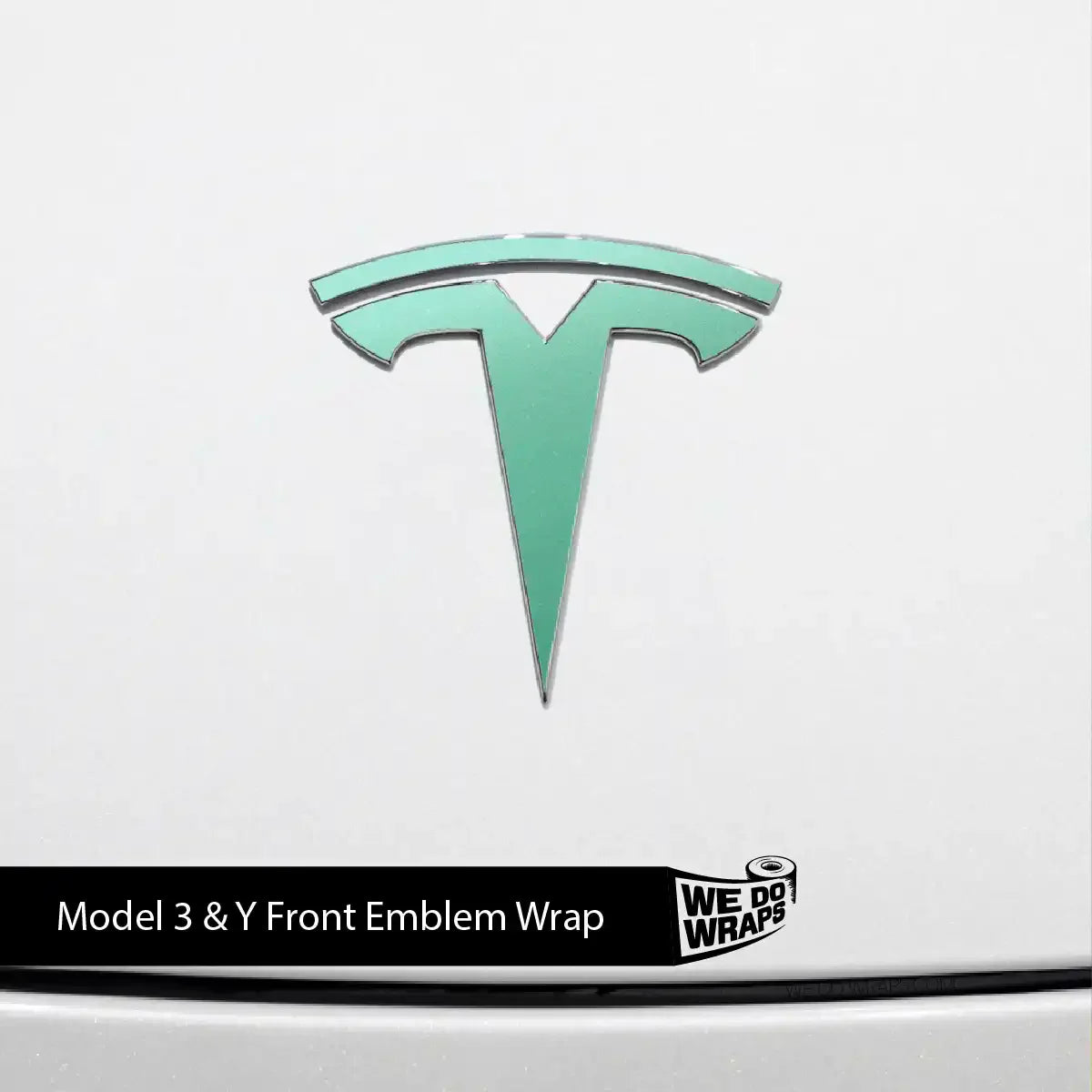 KPMF Satin Spearmint Tesla Emblem Decals (Front + Back) | Model 3