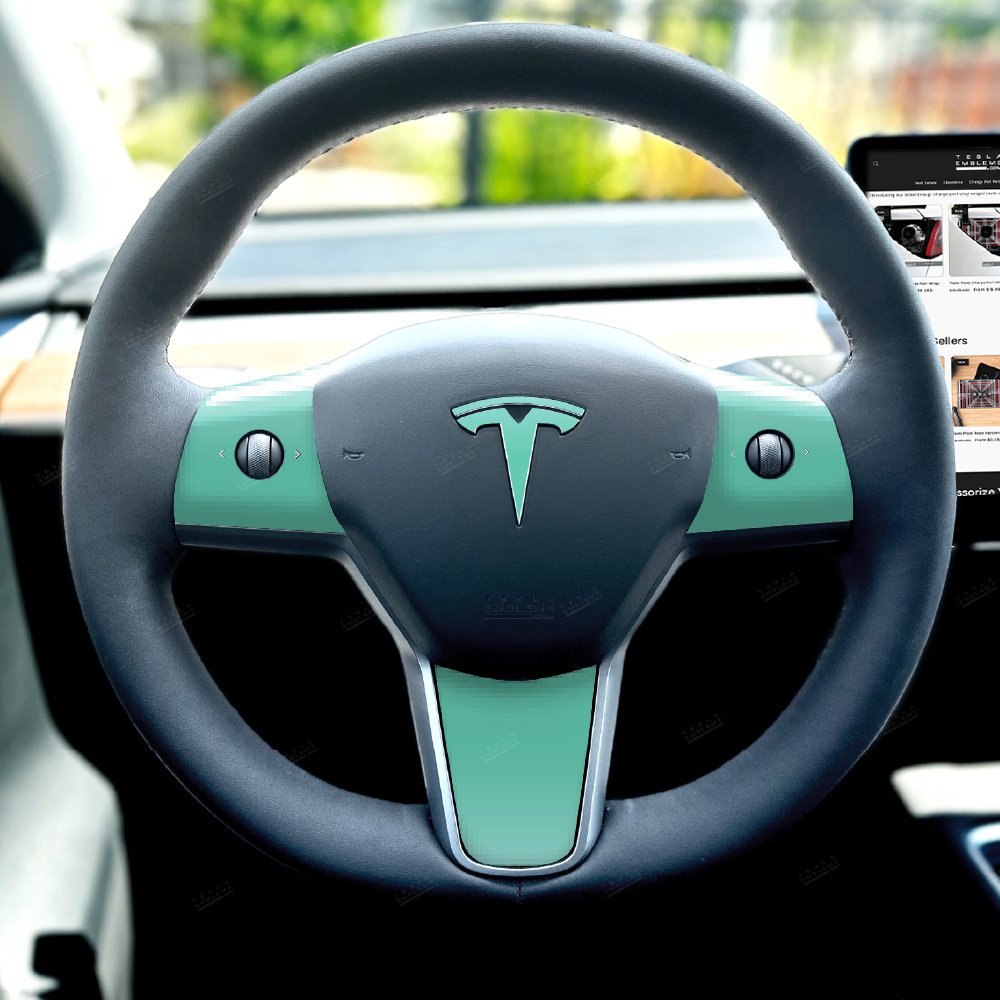 KPMF Satin Spearmint Tesla Steering Wheel Wrap | MY 2019-'25