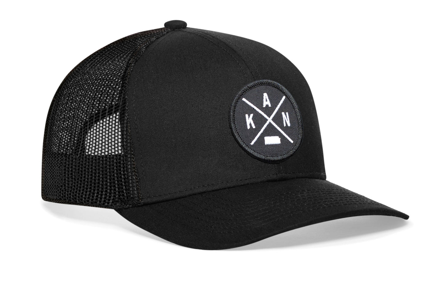 Kansas Trucker Hat  |  Black KAN X Snapback