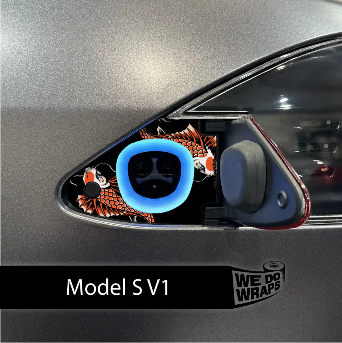 Koi Tattoo Art Tesla Charge Port Wrap | Model S