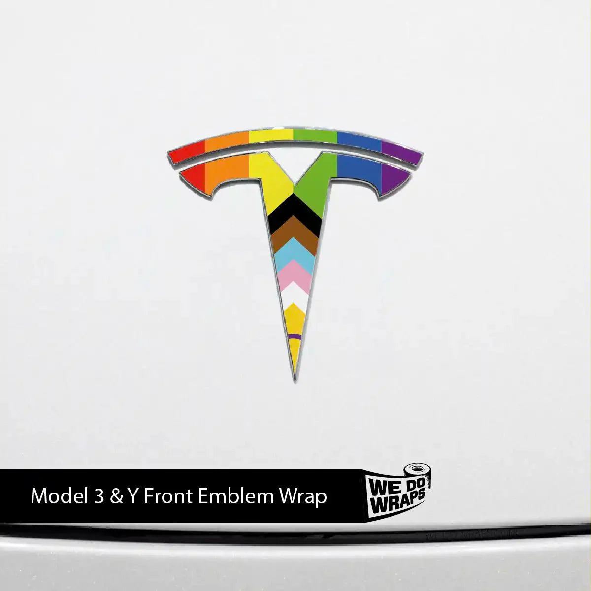 LGBTQ+ Pride Flag Tesla Emblem Decals (Front + Back) | Model Y