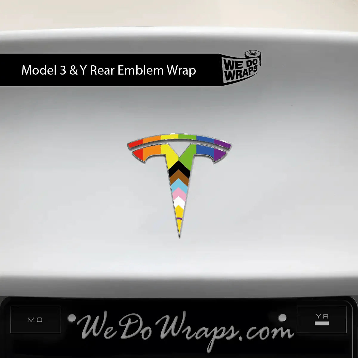 LGBTQ+ Pride Flag Tesla Emblem Decals (Front + Back) | Model Y