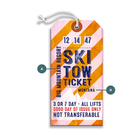 Striped Ski Tow Ticket - Luggage Tag