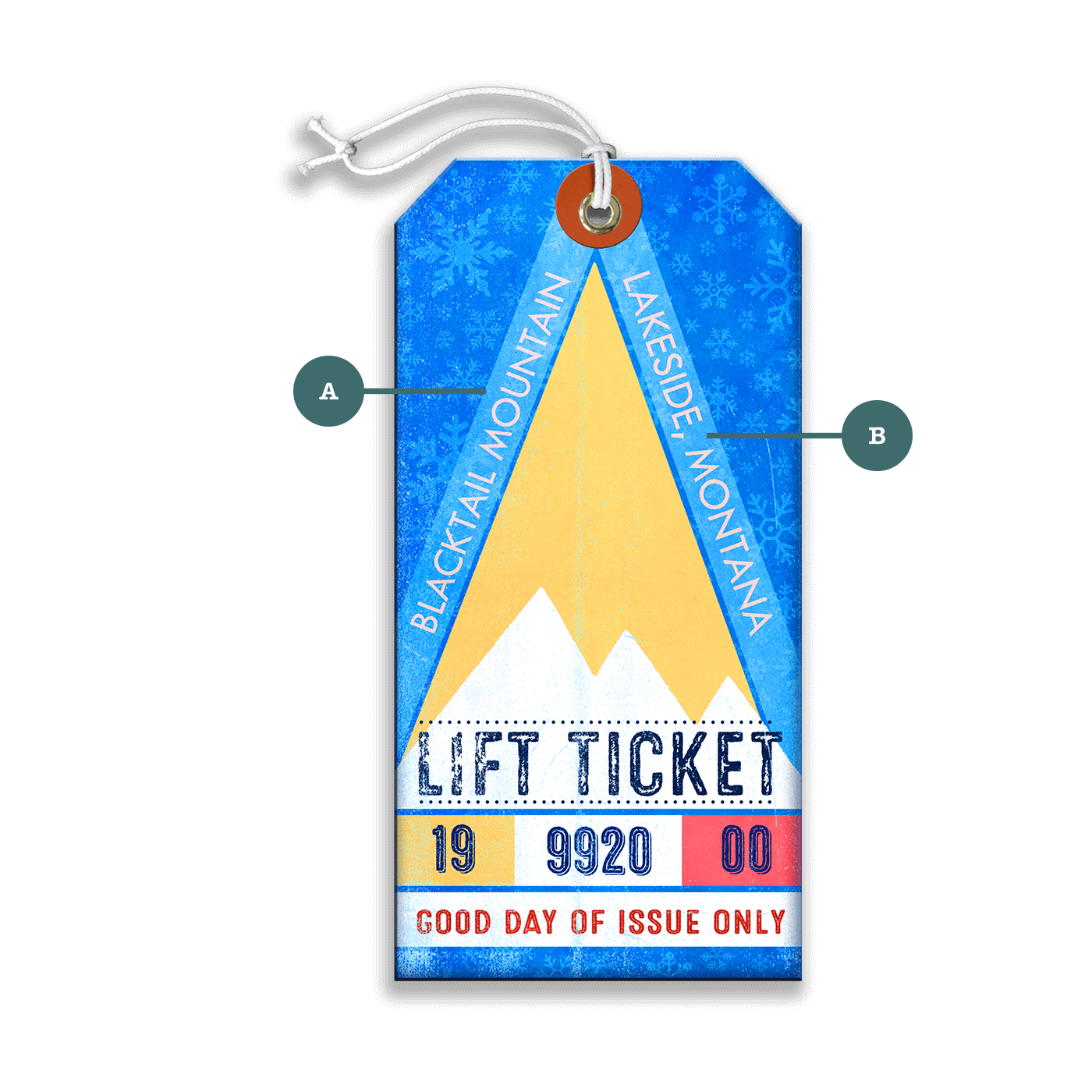 Blue and Yellow Ski Lift Ticket - Luggage Tag