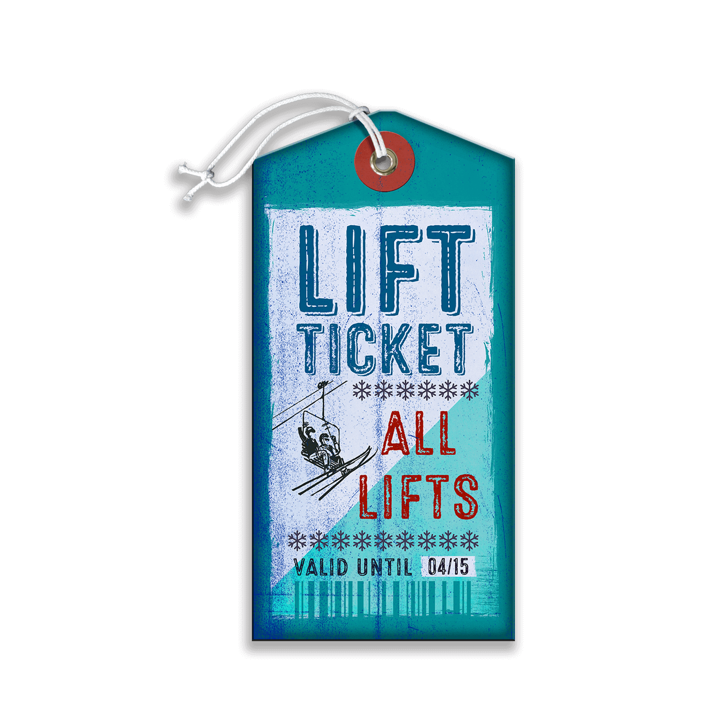 Teal Ski Lift Ticket: Generic - Luggage Tag