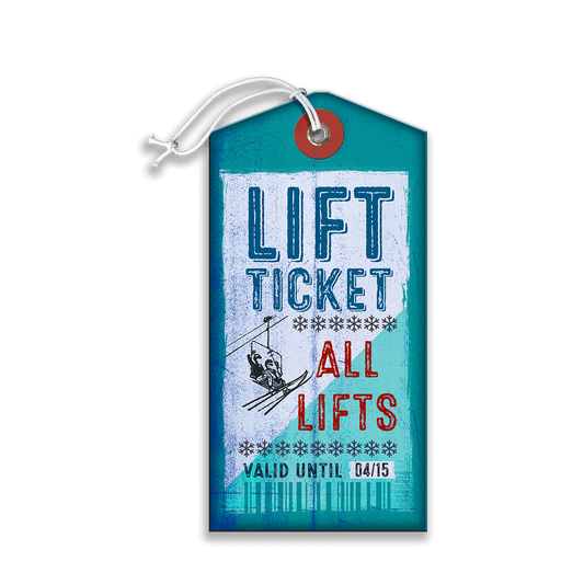 Teal Ski Lift Ticket: Generic - Luggage Tag